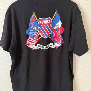K-Swiss Men's Black Tee Shirt International Logo Size XL